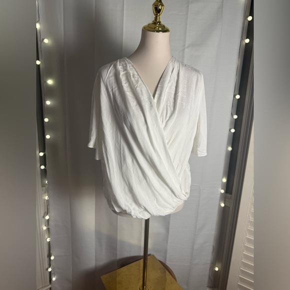 Mustard Seed Cream Wrap Blouse with Relaxed Style - Picture 1 of 9